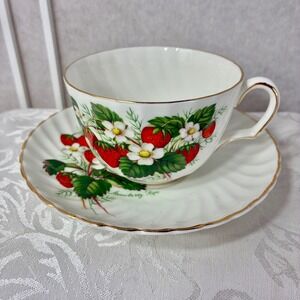 Royal Adderley Strawberry Ripe Tea Cup Saucer  Ridgway Bone China England H1232